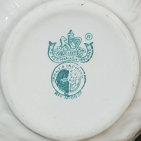 Vtg Belleek Lotus Open Sugar Bowl Yellow Interior 3rd Mark 1926-1946 Ireland - Picture 8 of 11